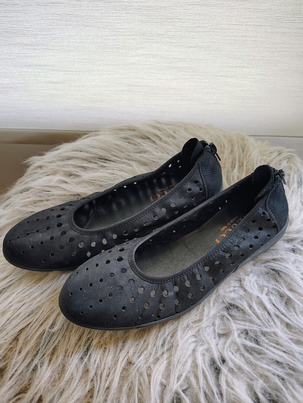 Sesto Meucci Made in Italy Dova Suede Ballet Flats Comfort Cottagecore Black 6